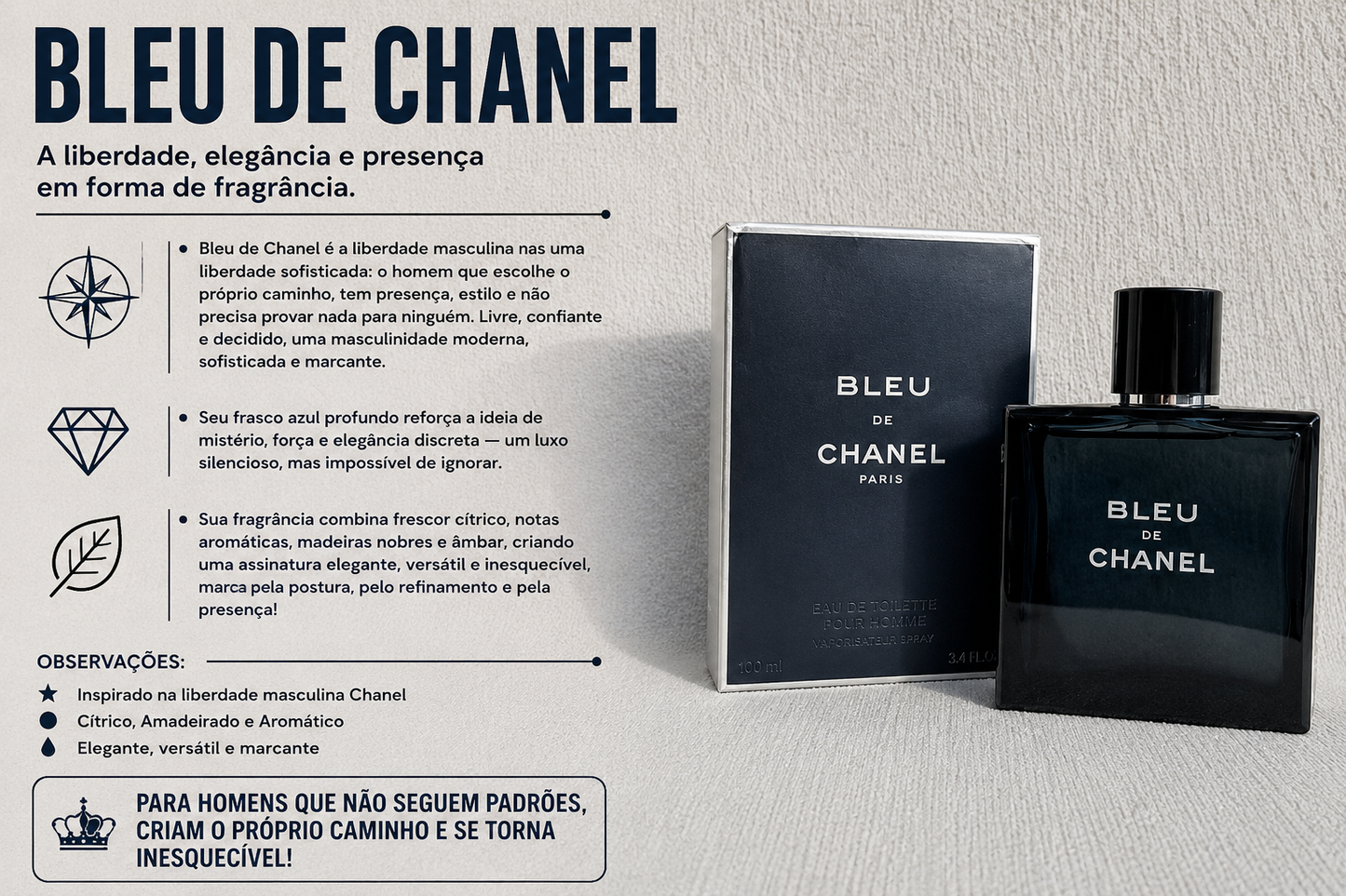 Perfume Bleu De Chanel 100ml - Elegância que marca presença
