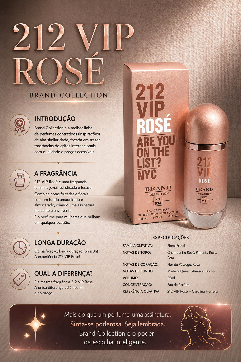 Perfume Miniatura 212 Vip Rose - Brand Collection
