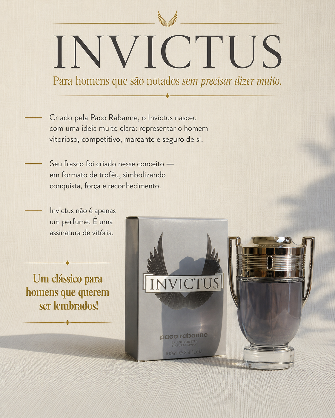 Perfume Invictus 100ml – Se destaque sem dizer uma palavra