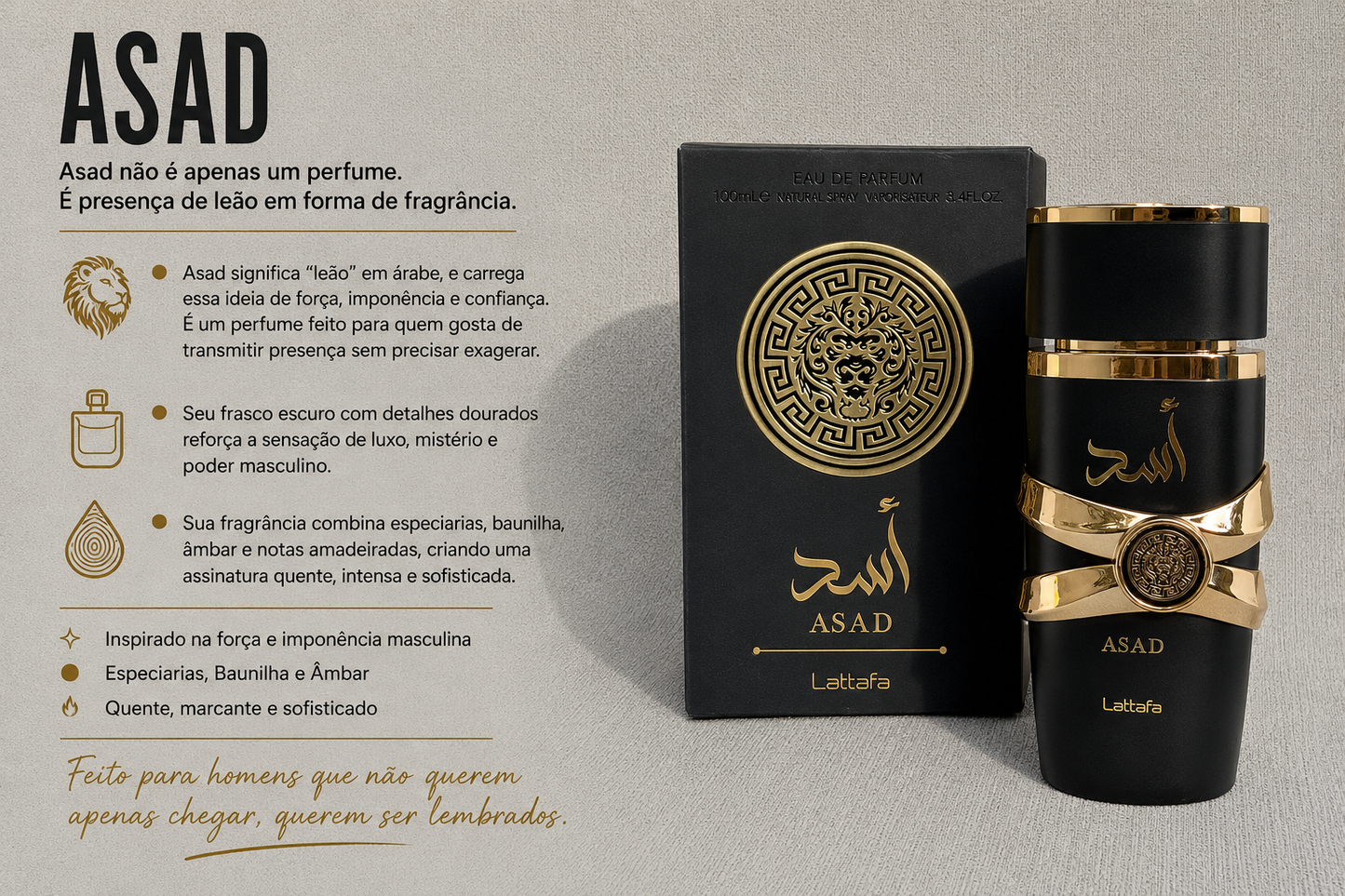 Perfume Asad Lataffa 100ml - O perfume de quem impõe presença.