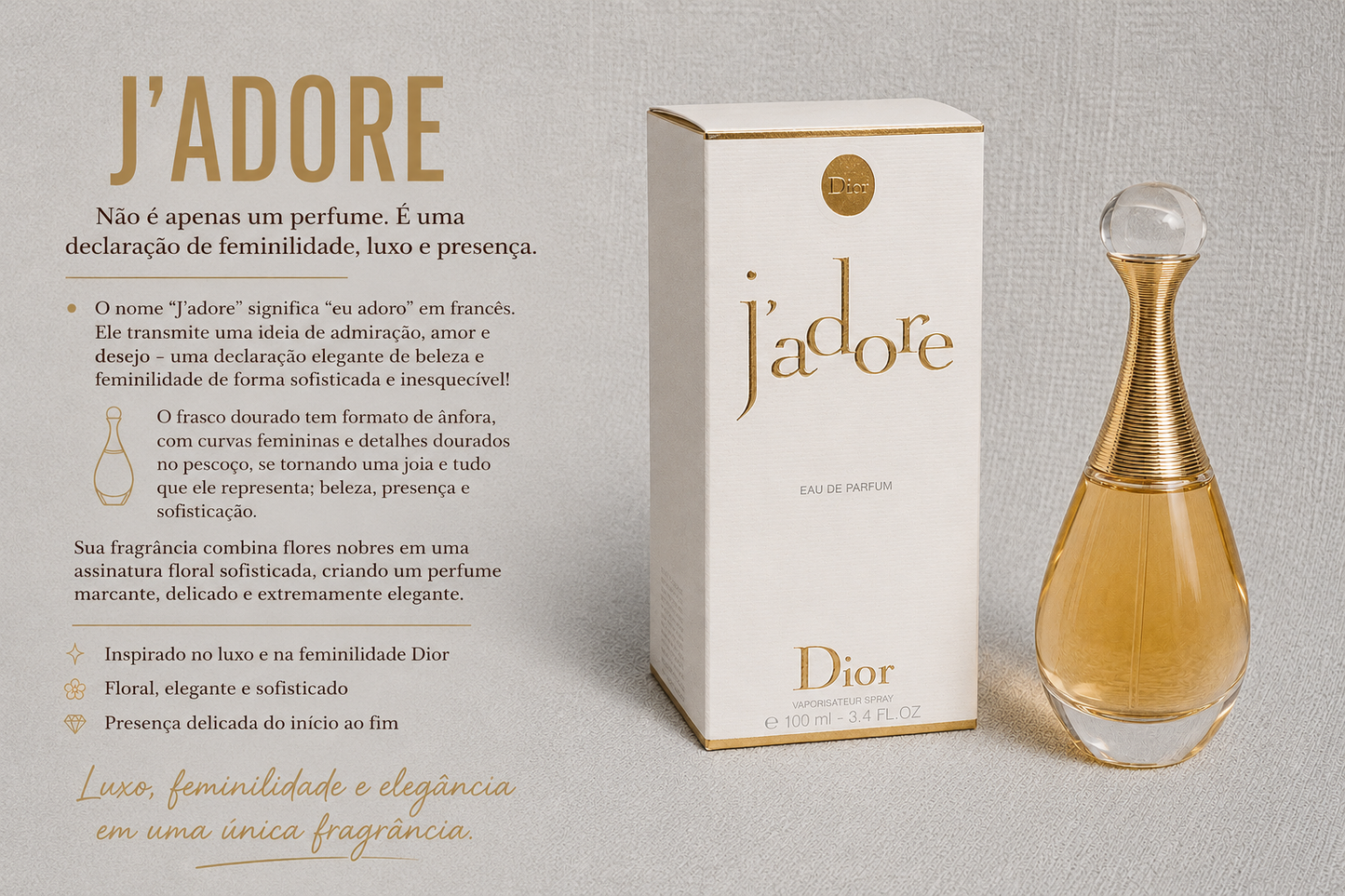 Perfume Dior J’adore — a essência da elegância absoluta.