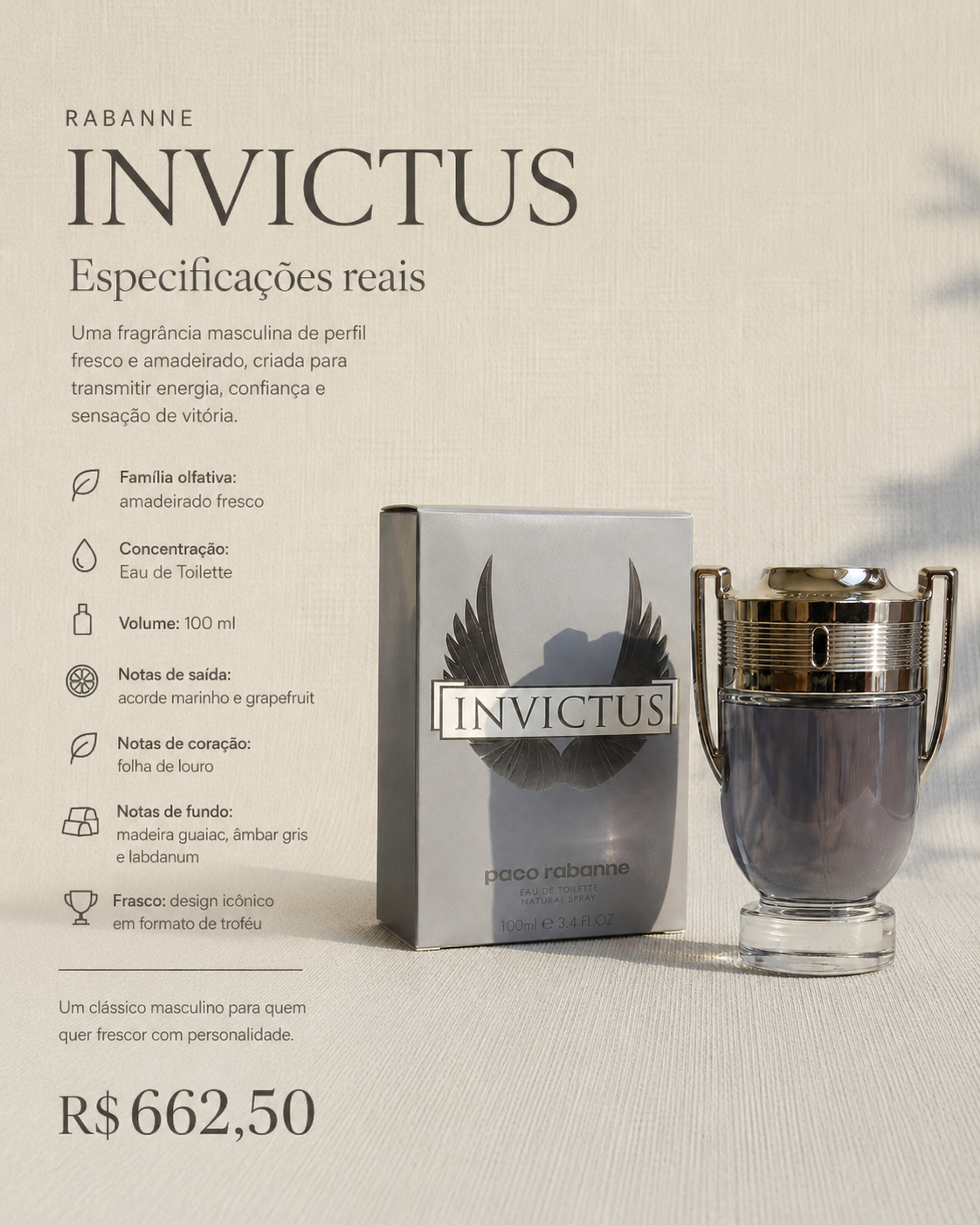 Perfume Invictus 100ml – Se destaque sem dizer uma palavra